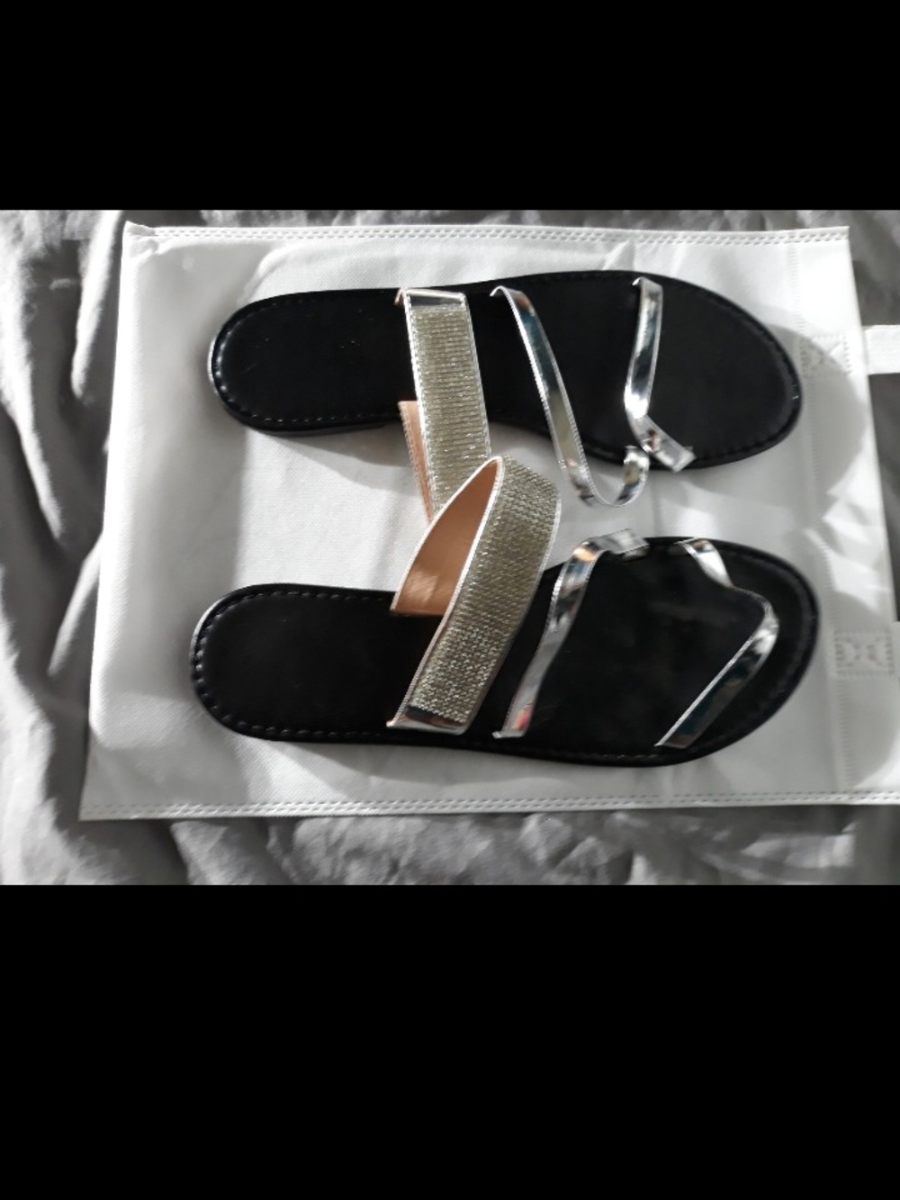 Women’s Metallic Silver Strappy Slide Sandals